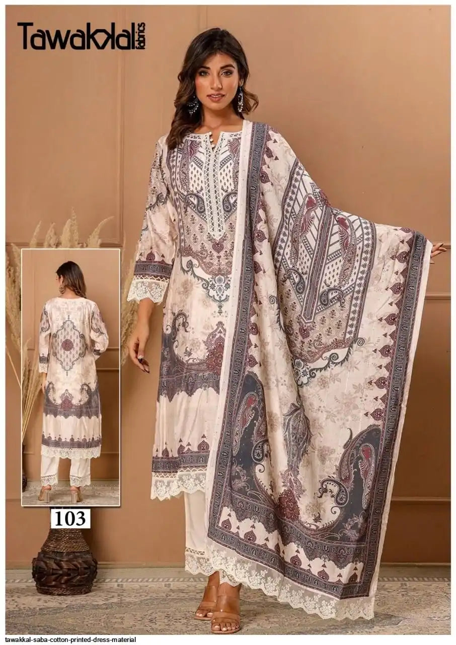 TAWAKKAL SABA COTTON PRINTED DRESS - 103