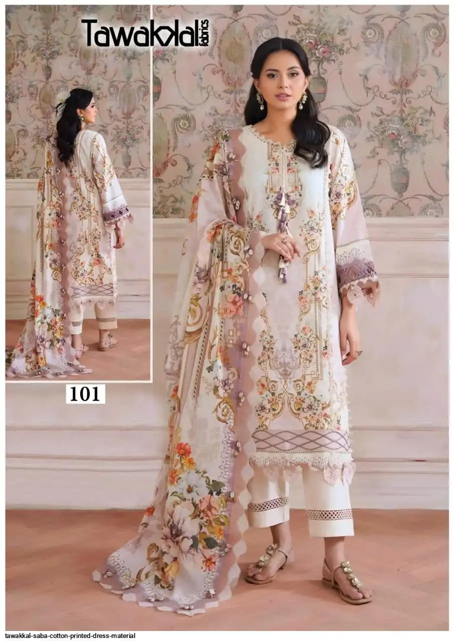 TAWAKKAL SABA COTTON PRINTED DRESS - 101
